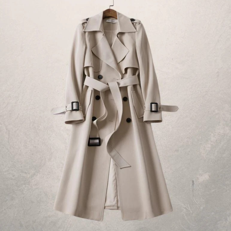 trench femme GURI – veste ceinturée cintrée à double boutonnage élégante