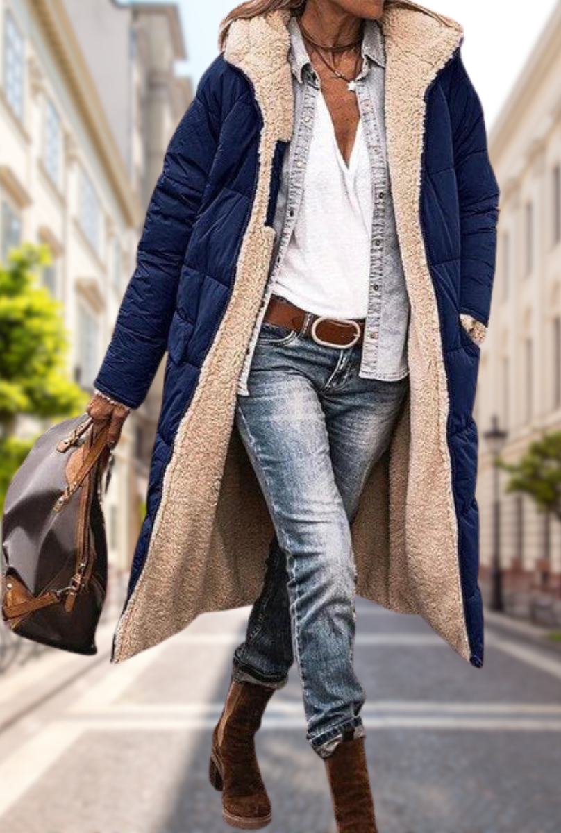 Manteau femme Camila réversible – Hiver chic avec capuche et isolation chaude