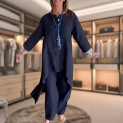 Ensemble femme deux pièces Marie – set confortable chic avec design patchwork