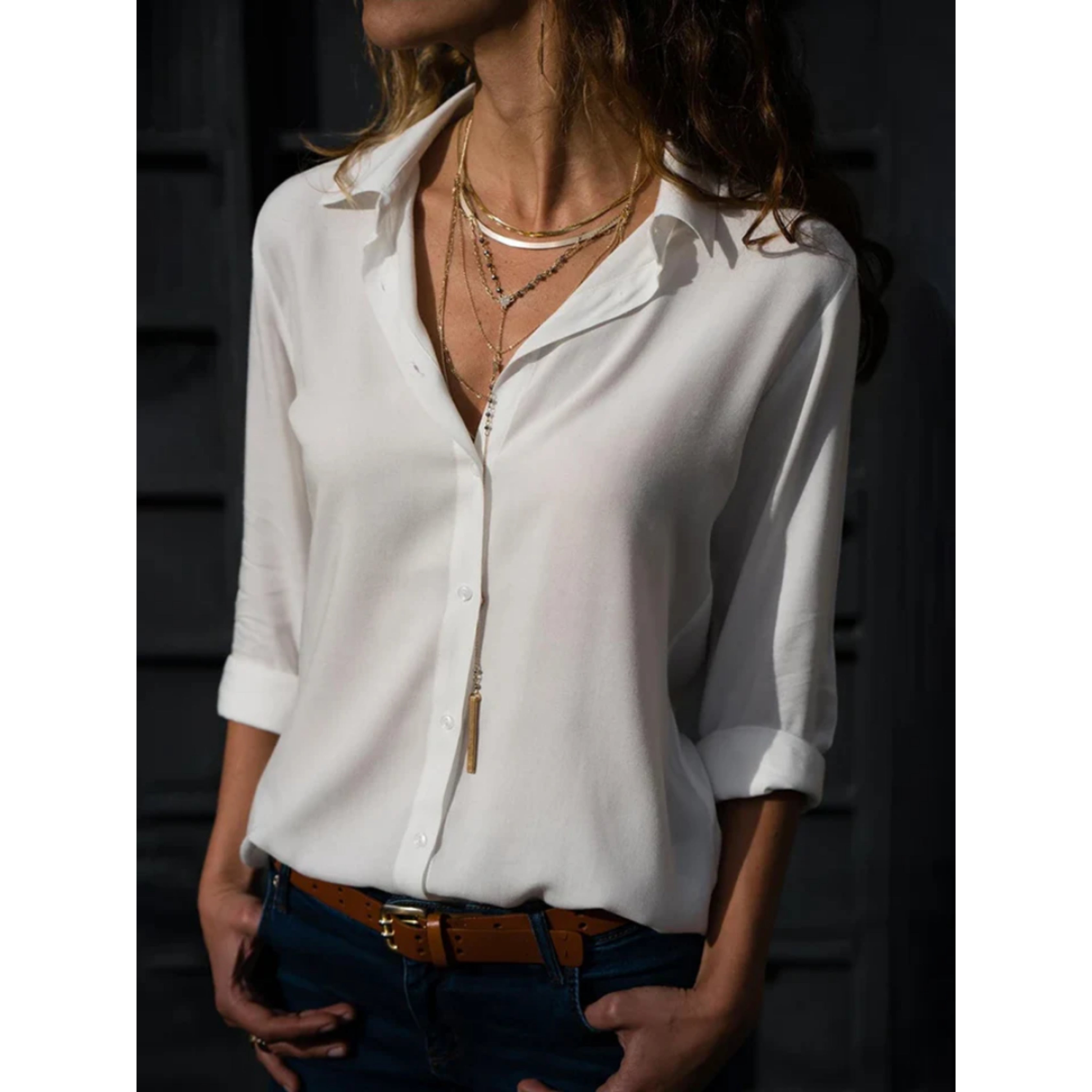 Kayleigh | Blouse femme manches longues – Chemise boutonnée élégante