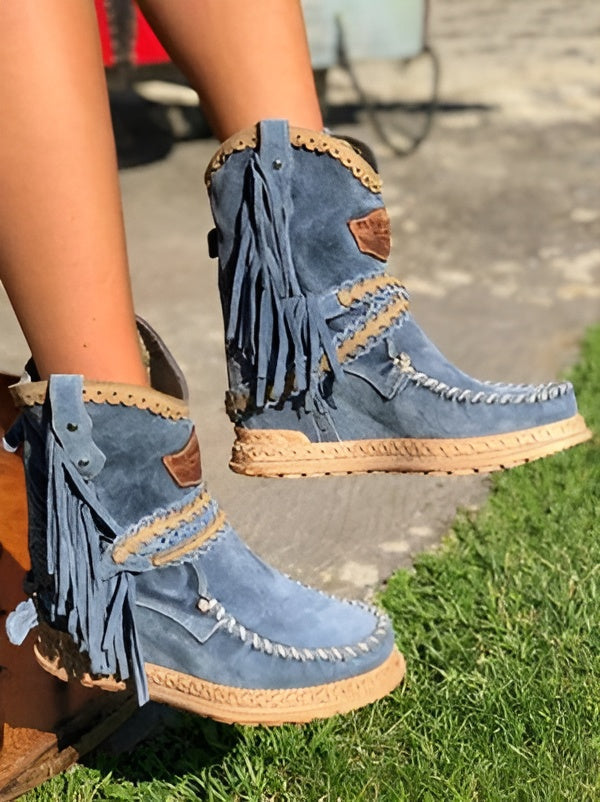 Bottes Western Femme Boho – Suède À Franges & Confort Urbain
