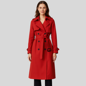 trench femme GURI – veste ceinturée cintrée à double boutonnage élégante