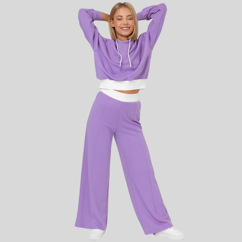 ensemble lounge femme DELMA – hoodie & pantalon relaxed à capuche tendance
