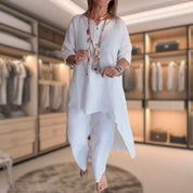 Ensemble femme deux pièces Marie – set confortable chic avec design patchwork