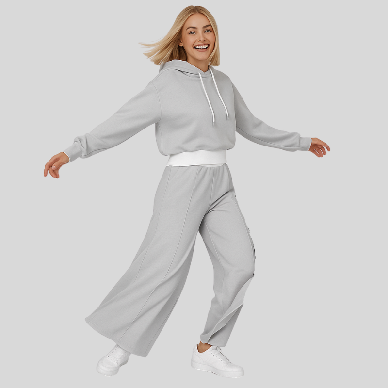 ensemble lounge femme DELMA – hoodie & pantalon relaxed à capuche tendance