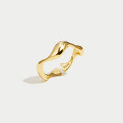 Bague minimaliste océan en argent 925 plaqué 18K – Ajustable & design épuré