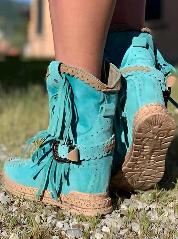 Bottes Western Femme Boho – Suède À Franges & Confort Urbain