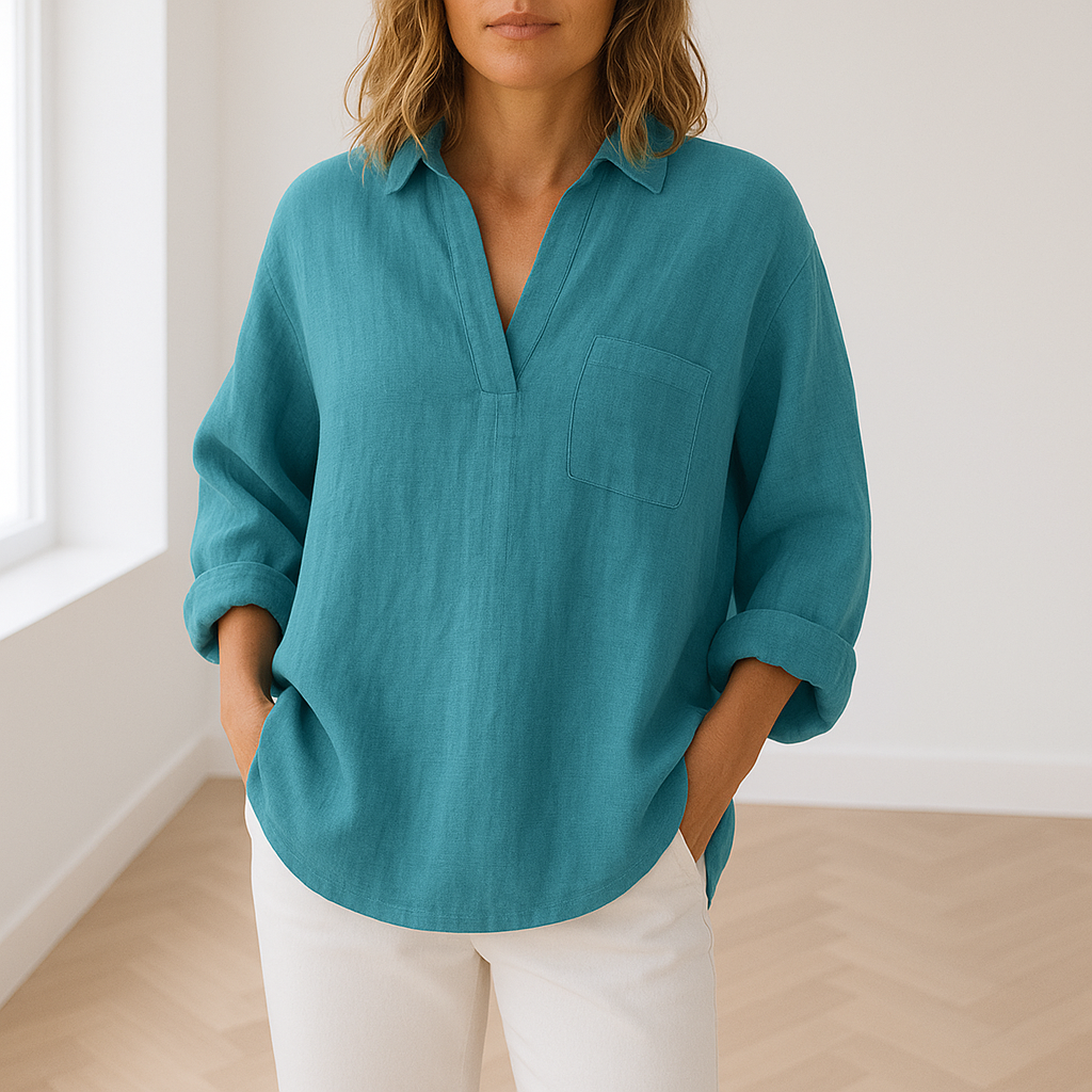 Blouse Freya femme – coton-lin respirant & style intemporel