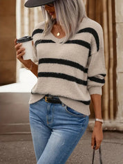 Pull femme rayé Marla – pull doux en maille avec coupe décontractée automne