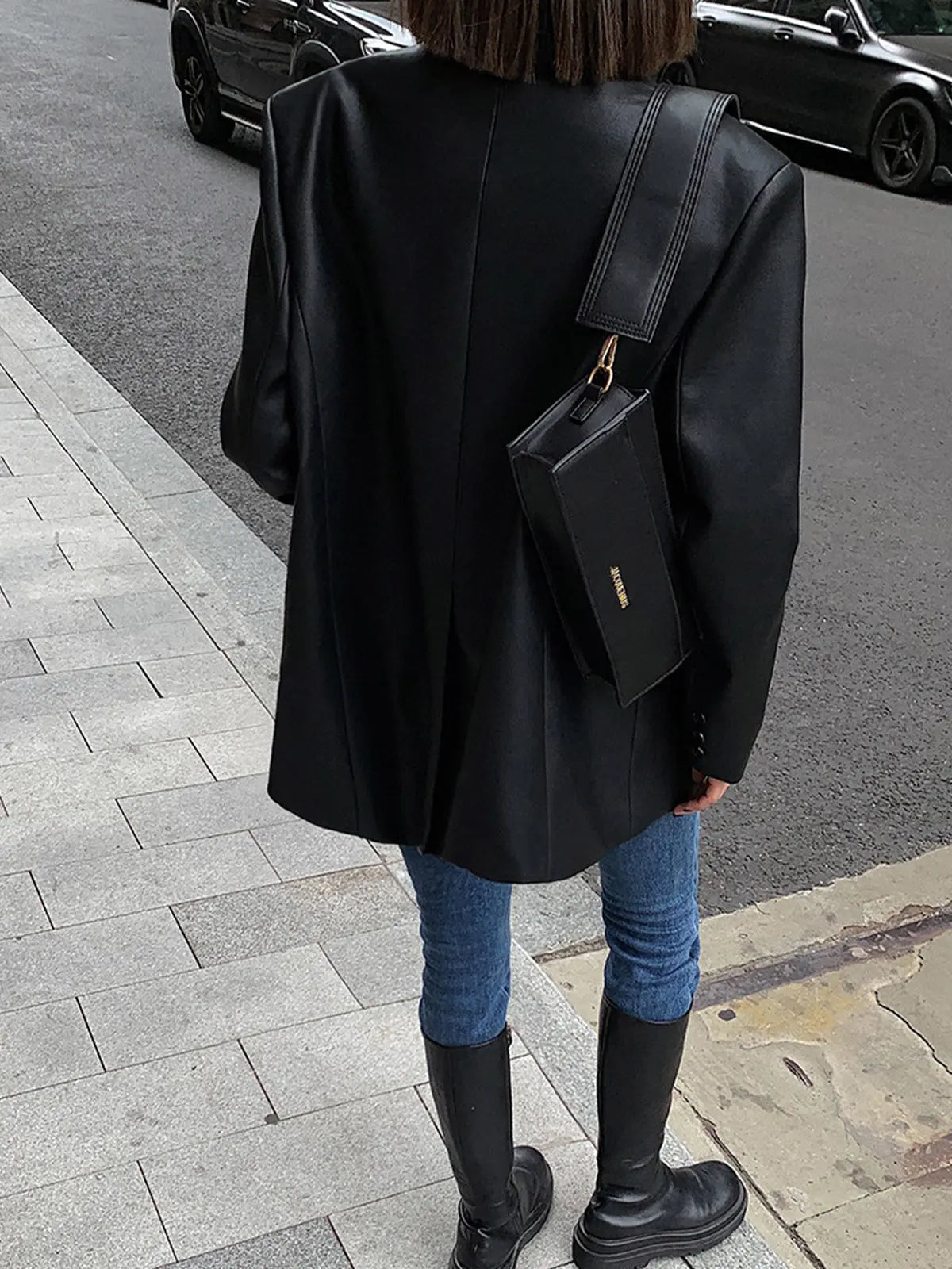 Blazer cuir Sarah femme – veste en cuir luxe avec poches & détails raffinés