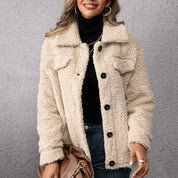 Manteau teddy polaire réversible femme – manteau chaud avec col montant chic