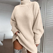 Pull long Lilia oversize col montant & manches extra-longues hiver cosy
