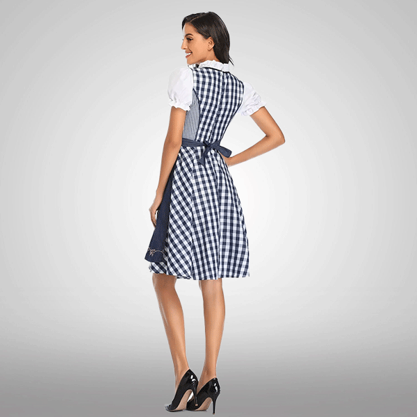 Dirndl femme Maria marine – robe Oktoberfest traditionnelle avec laçage rose