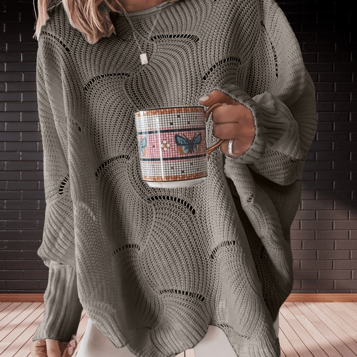 Pull asymétrique femme maille côtelée détails œillets – Style casual chic