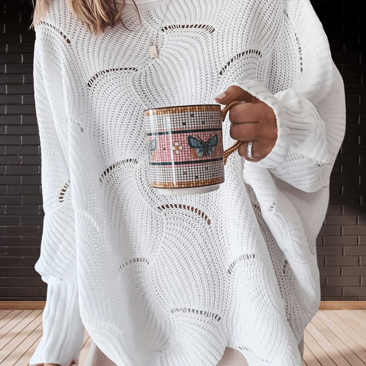 Pull asymétrique femme maille côtelée détails œillets – Style casual chic