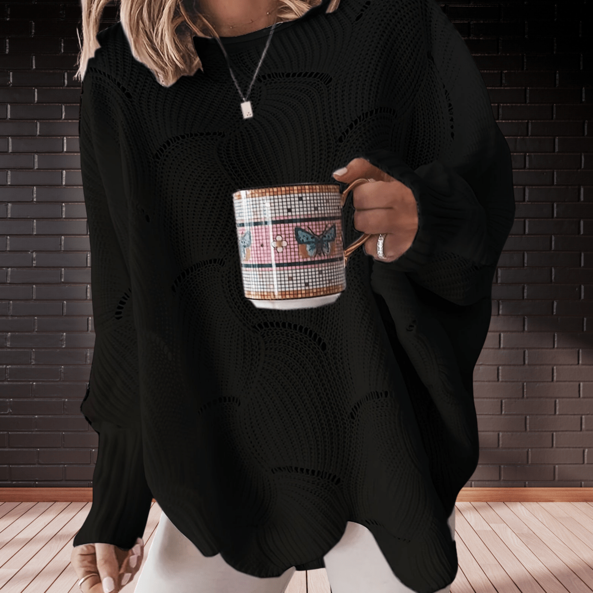 Pull asymétrique femme maille côtelée détails œillets – Style casual chic