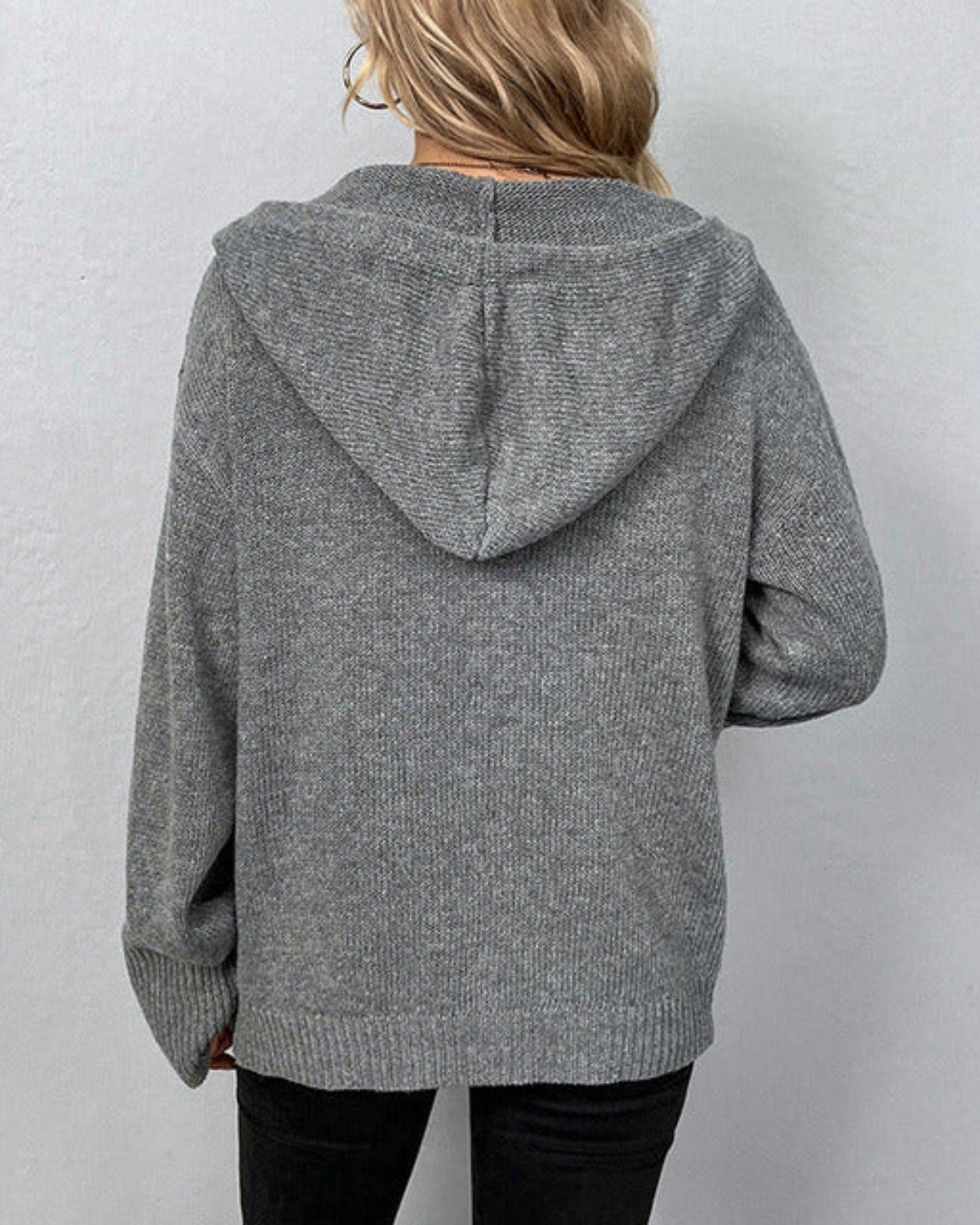 Gilet femme casual à capuche en maille douce – Coupe confortable & cordon