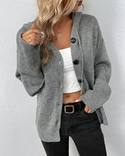 Gilet femme casual à capuche en maille douce – Coupe confortable & cordon