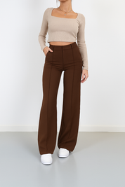 Pantalon femme Beau – taille haute à jambes droites & coupe élégante intemporelle
