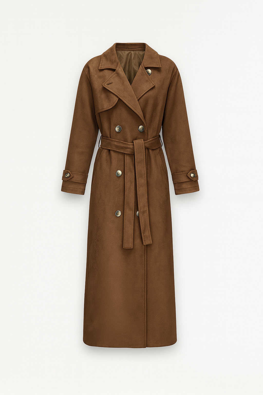 Trench faux-suède Paris oversize à ceinture — manteau long élégant