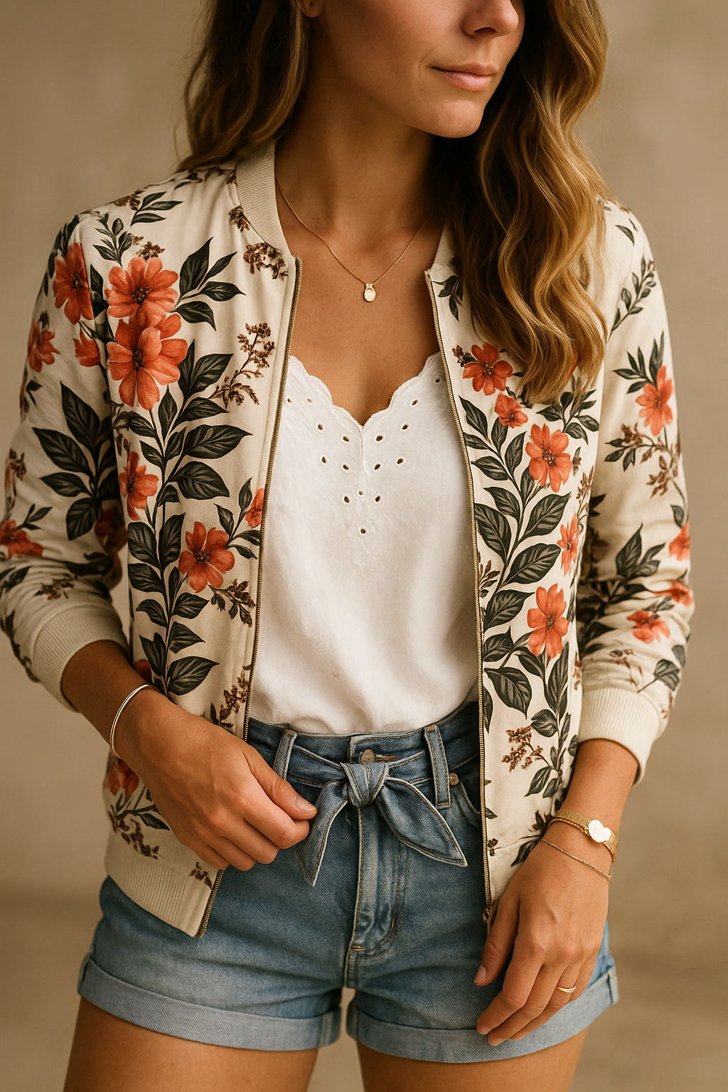 Bomber Kaelin femme – veste légère à imprimé fleuri tendance