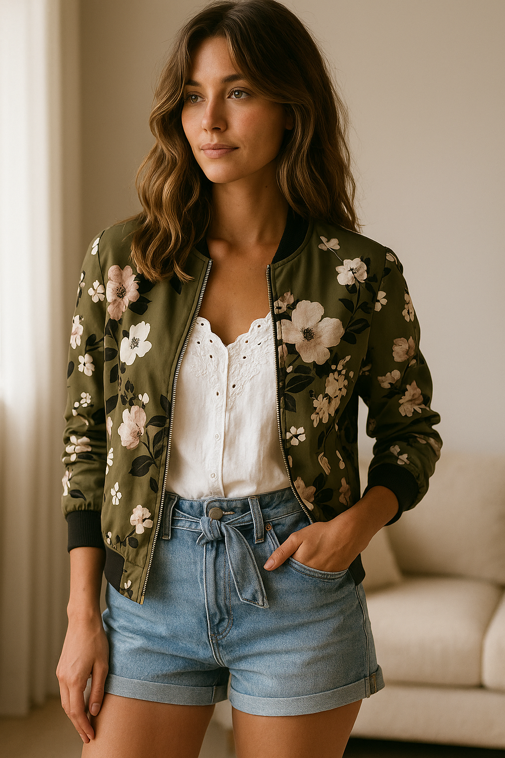 Bomber Kaelin femme – veste légère à imprimé fleuri tendance