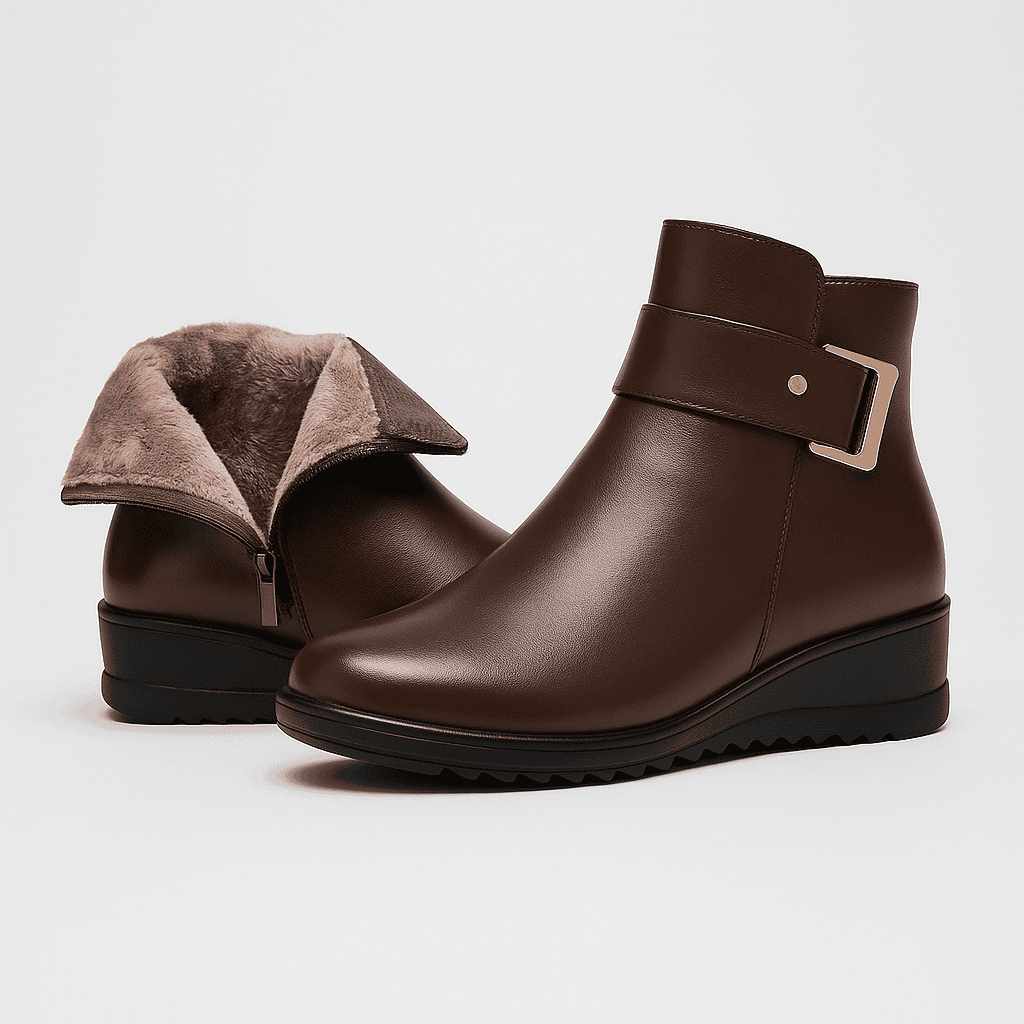 Bottines femme en cuir – bottines élégantes avec boucle & doublure chaude