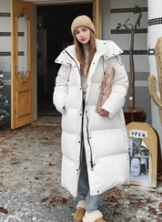 Puffer long femme capuche – Doudoune isolante coupe relax & coupe-vent