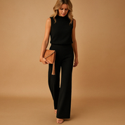 Combinaison Anna femme – élégante à col rond & jambes larges fluides