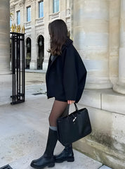 Manteau Femme ZOË – Veste Oversize Hiver en Laine Beige ou Noire