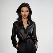 Blouse satin femme Gleame — manches longues, tissu luxueux & fluide