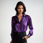Blouse satin femme Gleame — manches longues, tissu luxueux & fluide