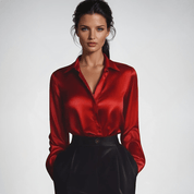 Blouse satin femme Gleame — manches longues, tissu luxueux & fluide