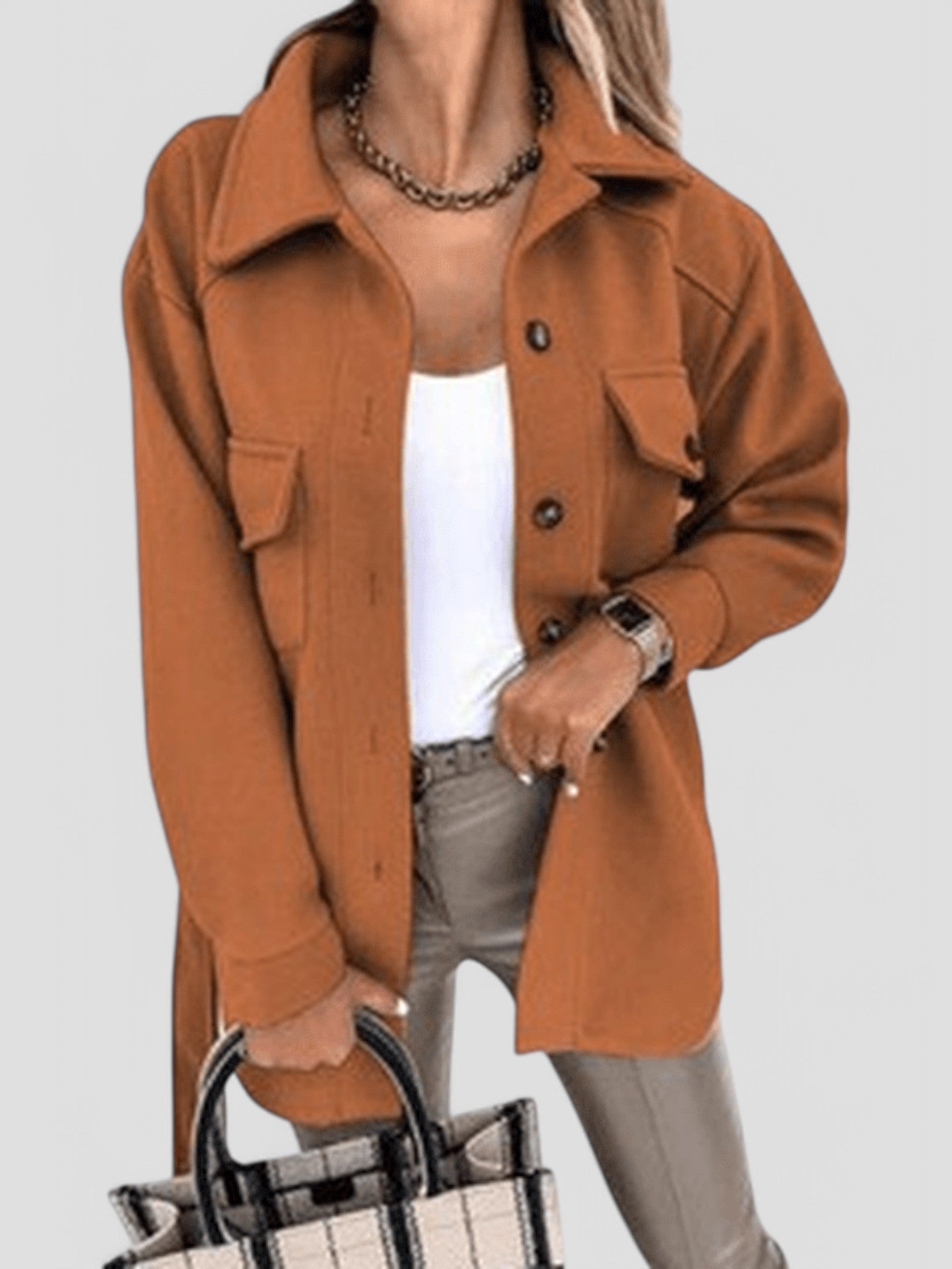 Veste Gleame femme — manteau de mi-saison chic à fermeture boutonnée