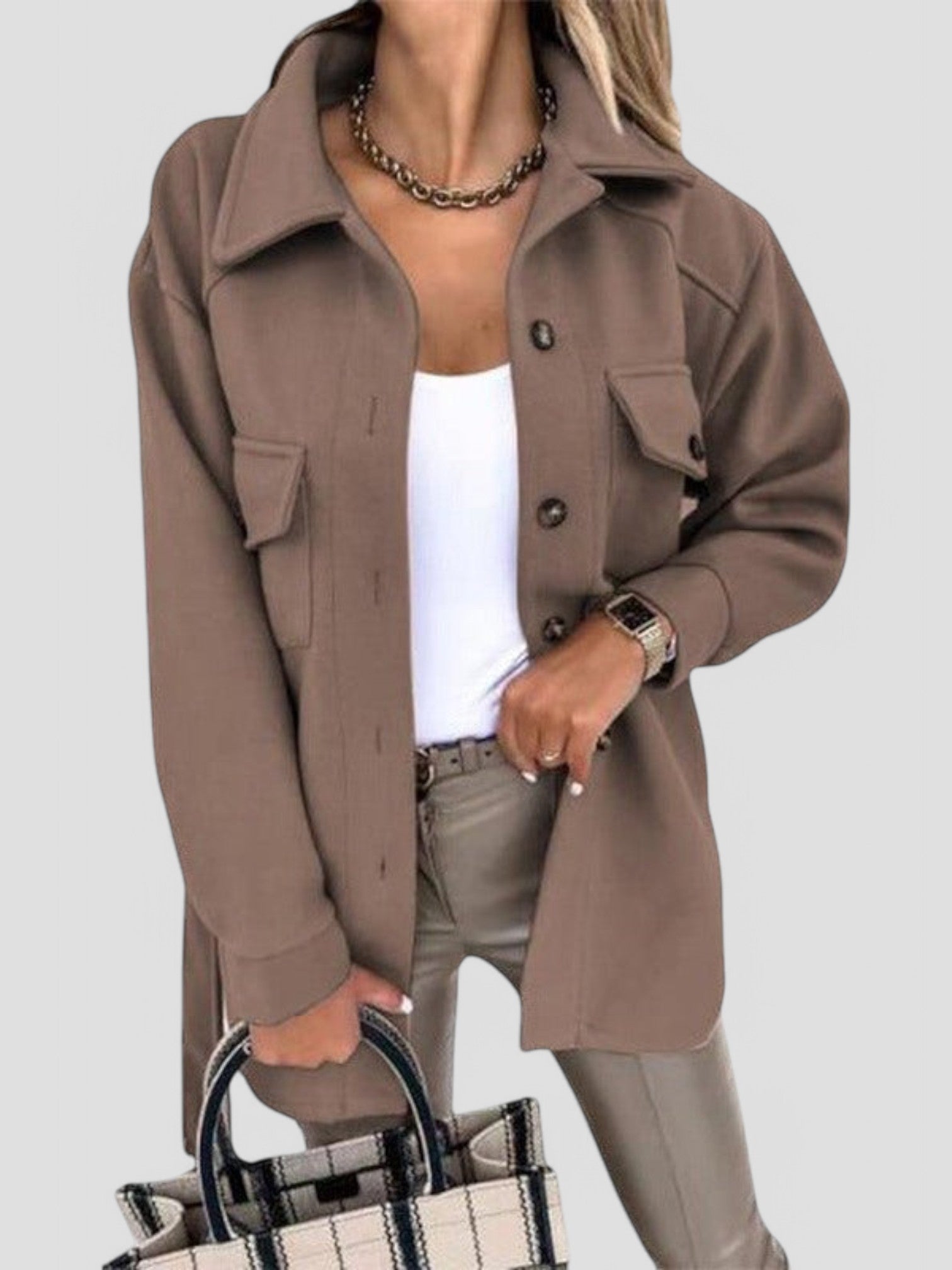 Veste Gleame femme — manteau de mi-saison chic à fermeture boutonnée