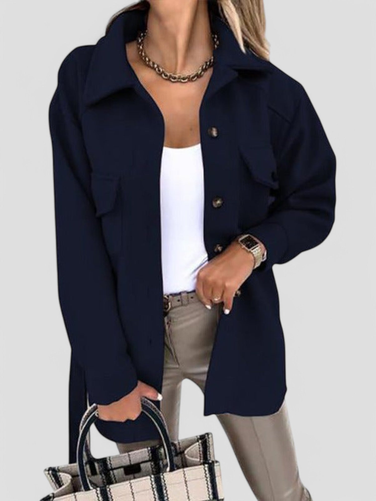 Veste Gleame femme — manteau de mi-saison chic à fermeture boutonnée