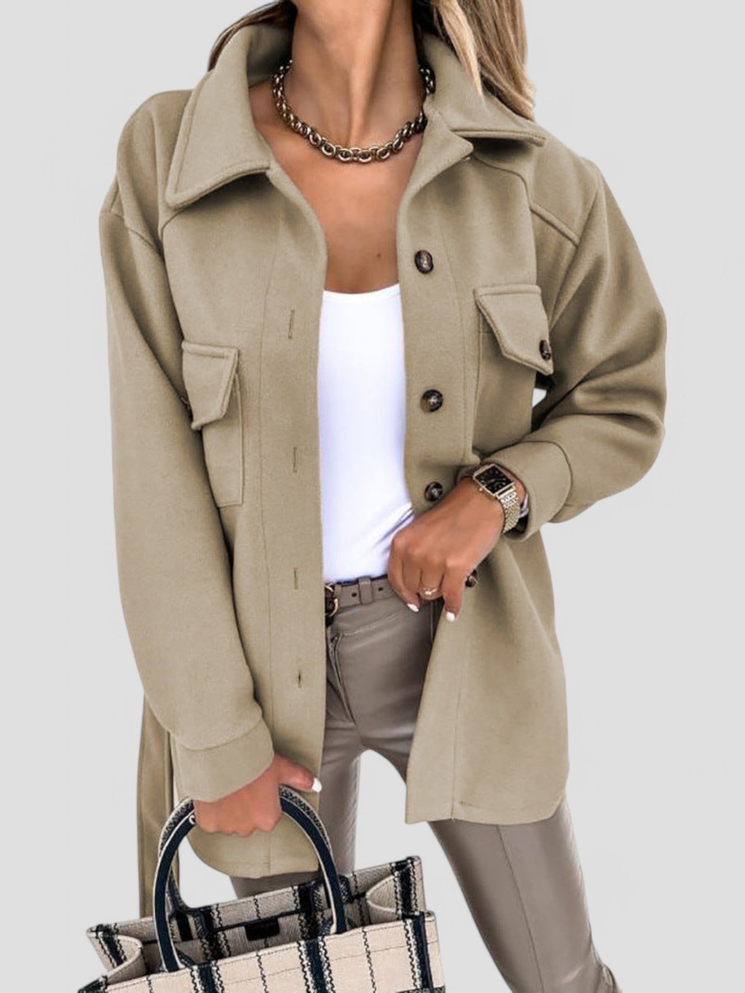 Veste Gleame femme — manteau de mi-saison chic à fermeture boutonnée