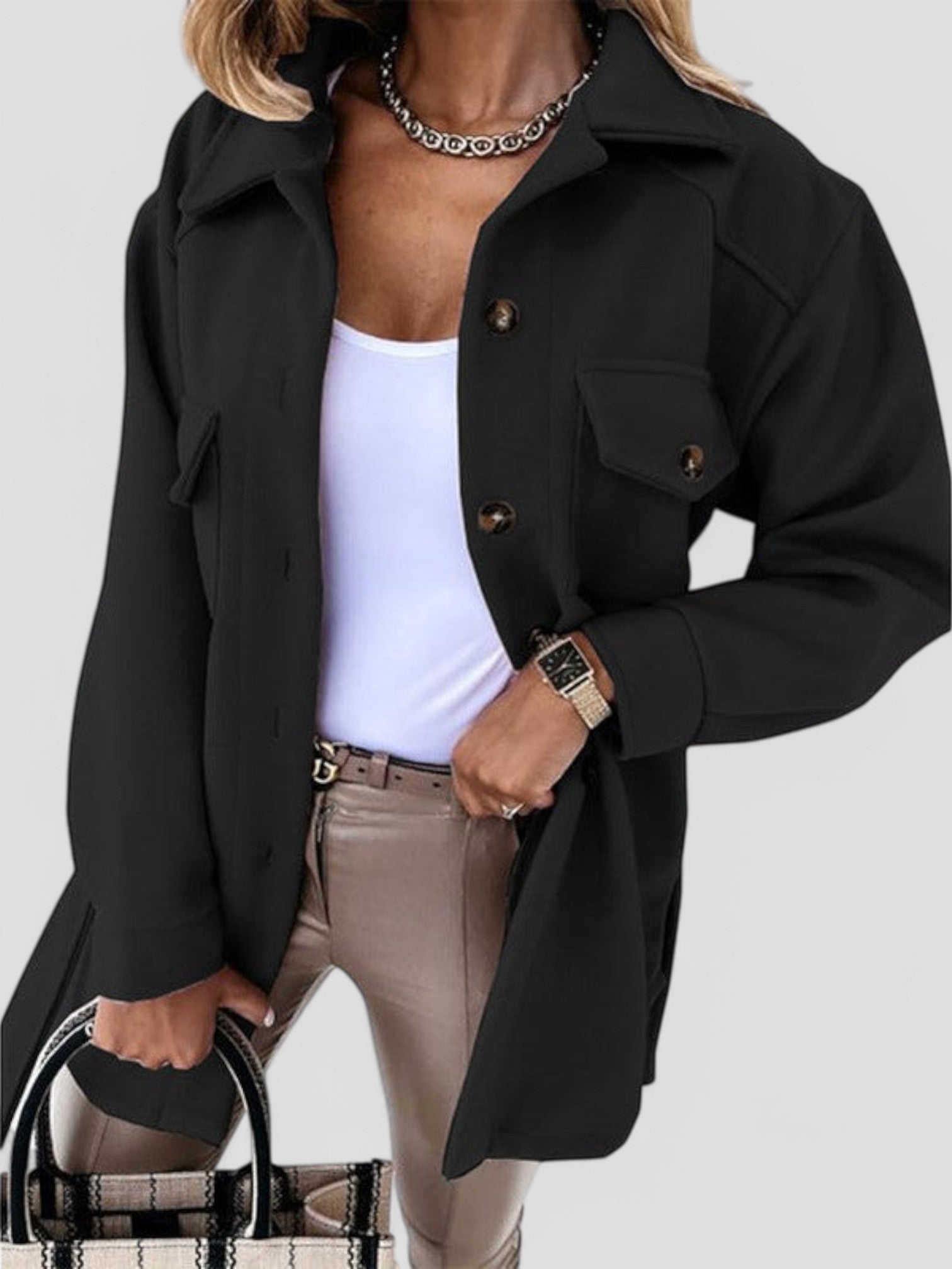 Veste Gleame femme — manteau de mi-saison chic à fermeture boutonnée
