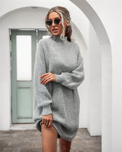 Pull long Lilia oversize col montant & manches extra-longues hiver cosy