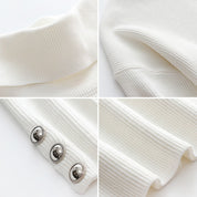 Pull Joanna col roulé boutons argentés – Tricot chaud élégant hiver cosy