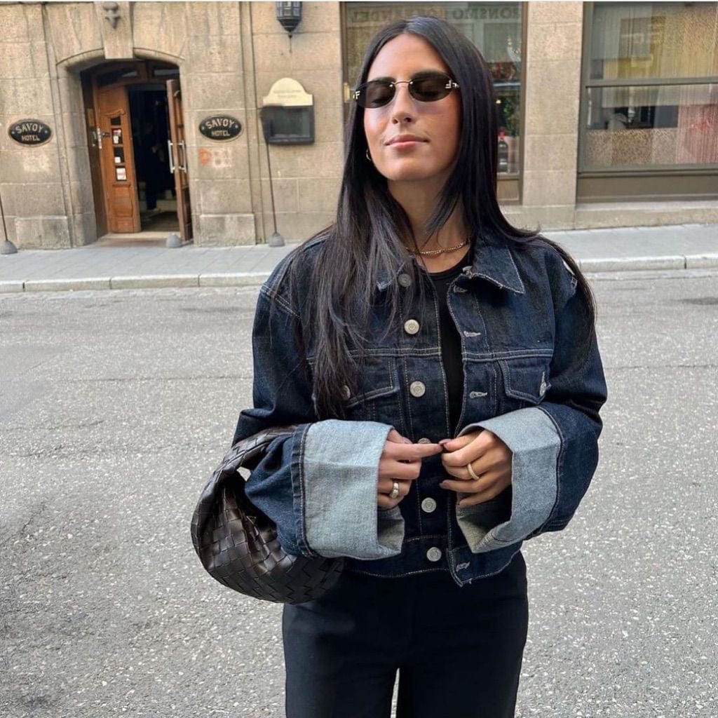 Ensemble femme en denim – Veste à col & pantalon, style chic intemporel