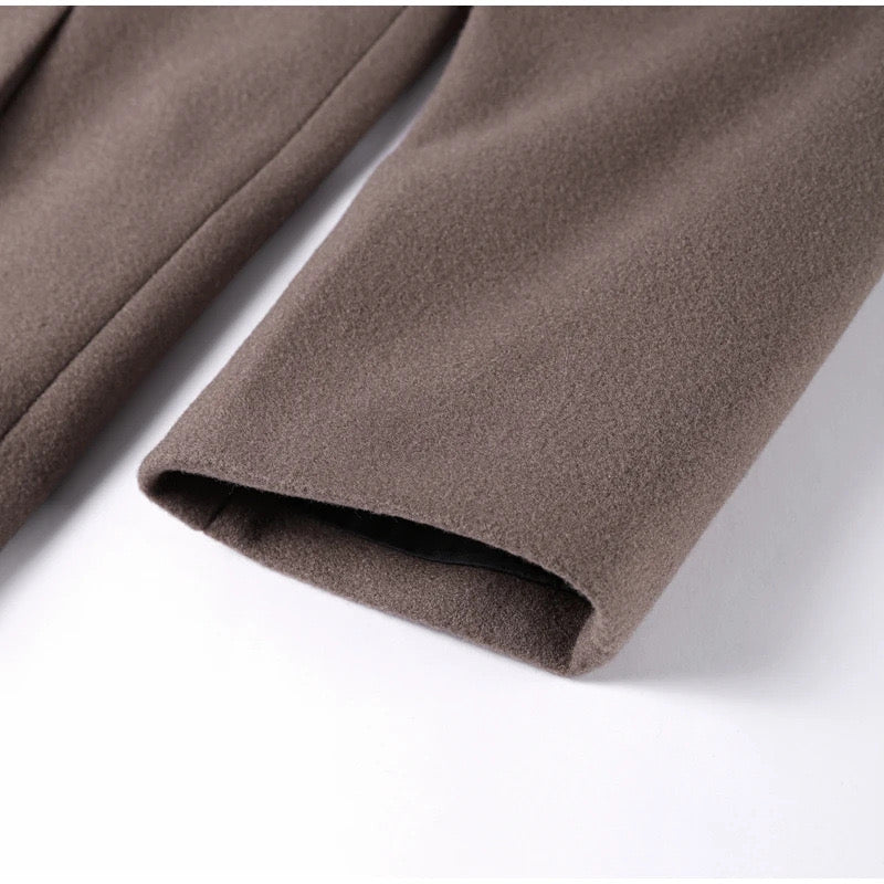 Manteau long oversize femme – col à revers et double boutonnage