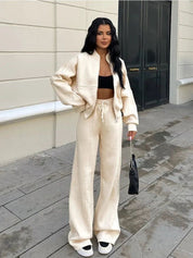 Ensemble de survêtement femme Quintana – set confortable en coton mélangé pour automne & hiver