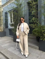 Ensemble de survêtement femme Quintana – set confortable en coton mélangé pour automne & hiver