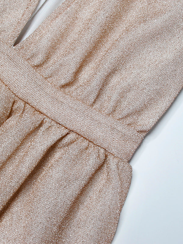 Robe de soirée satinée femme – Longue robe de gala élégante & scintillante