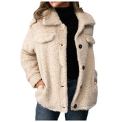 Manteau teddy polaire réversible femme – manteau chaud avec col montant chic