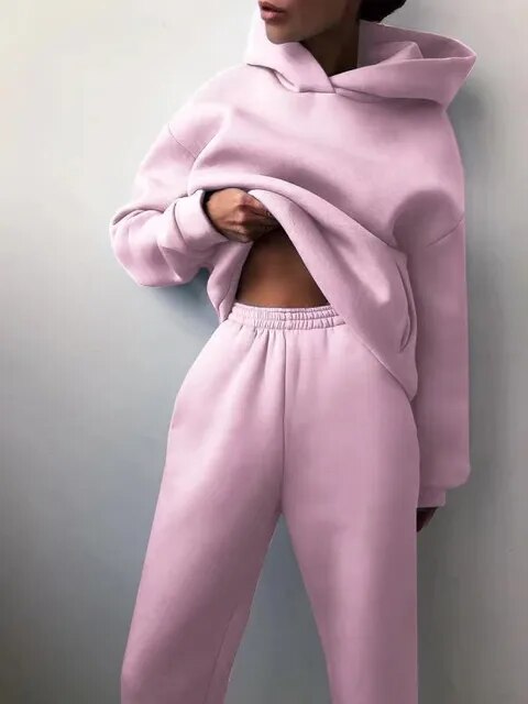Ensemble femme hoodie + jogging — survêtement chaud & stylé pour loungewear