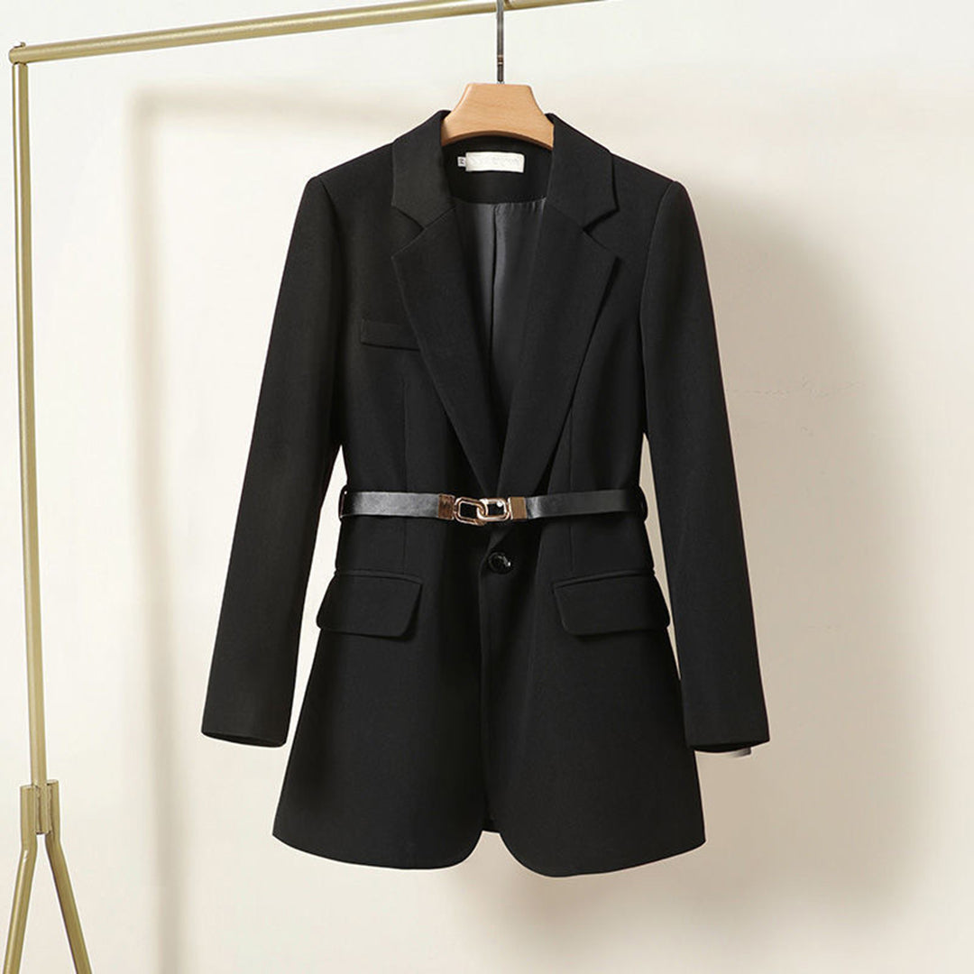 Blazer long femme – veste élégante avec ceinture pour silhouette féminine