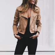 Veste biker femme en suède — blouson cuir élégant & intemporel au style rock