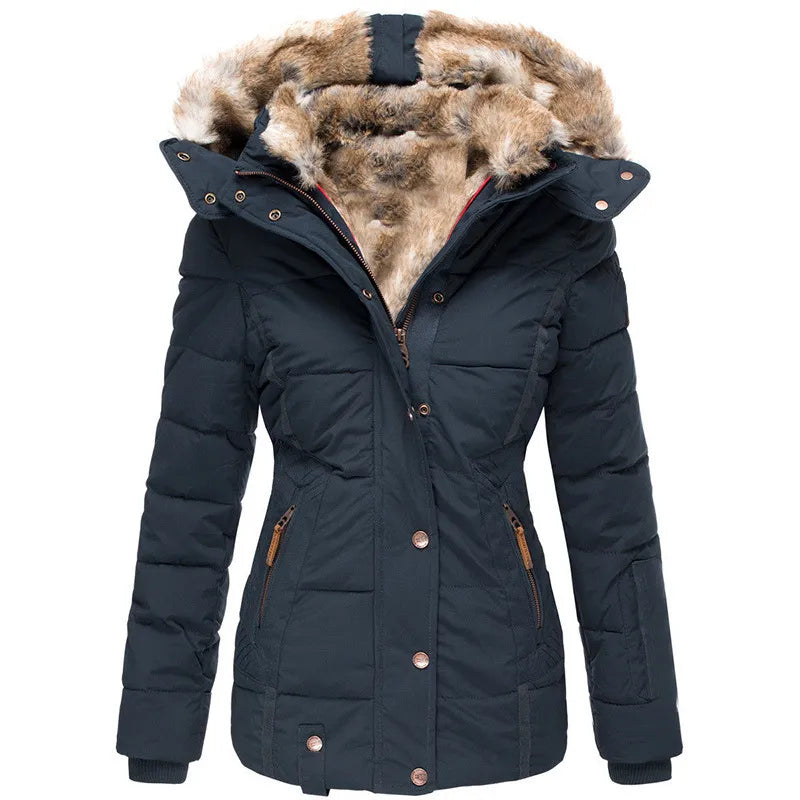 Veste d’hiver Vivianne femme – manteau élégant à col amovible
